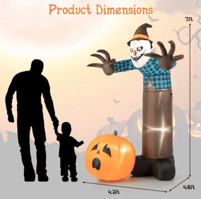 7FT Halloween Inflatable Scarecrow with LED Lights – Blow Up Yard Decoration - Monsta Online