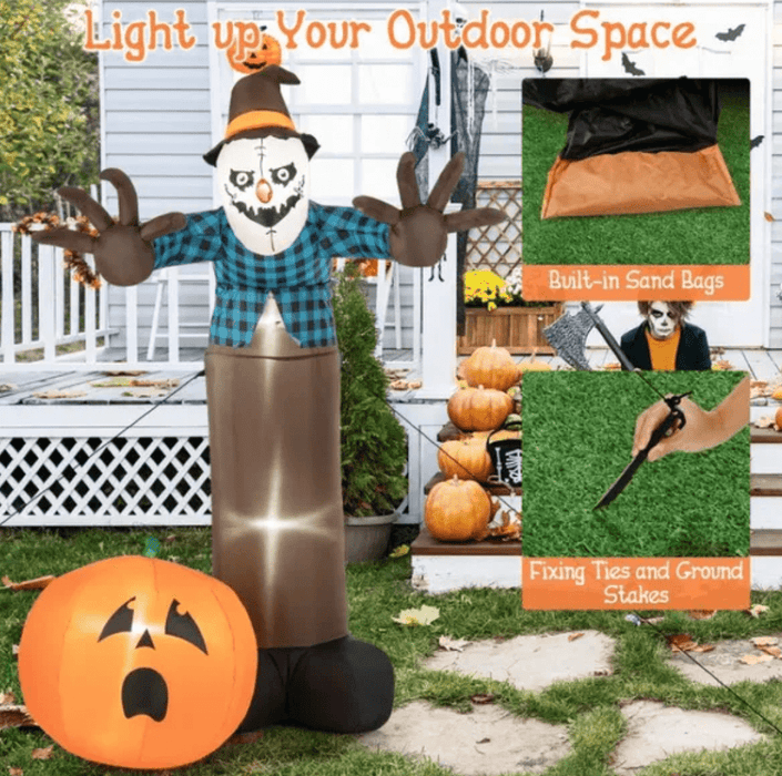7FT Halloween Inflatable Scarecrow with LED Lights – Blow Up Yard Decoration - Monsta Online