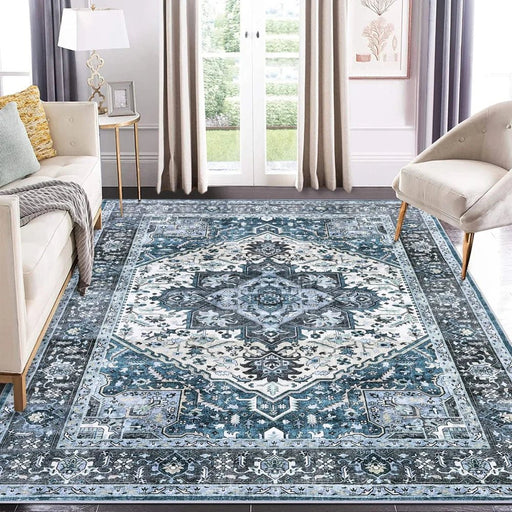 Vintage Medallion 8ft x 10ft Washable Area Rug – Soft, Low Pile, Non - Slip - Monsta Online