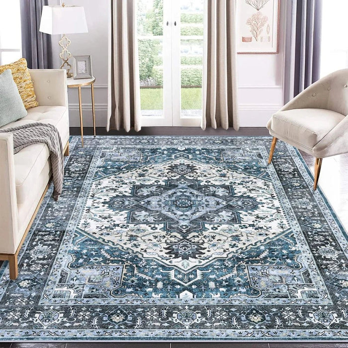 Vintage Medallion 8ft x 10ft Washable Area Rug – Soft, Low Pile, Non - Slip - Monsta Online