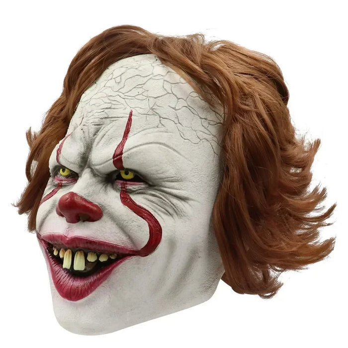 Halloween Pennywise Mask Scary Clown with Brown Hair Party Prop for Adults - Monsta Online