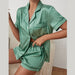 Women's Satin Pajama Set – Luxurious Loungewear Short Sleeve Top & Matching Shorts - Monsta Online