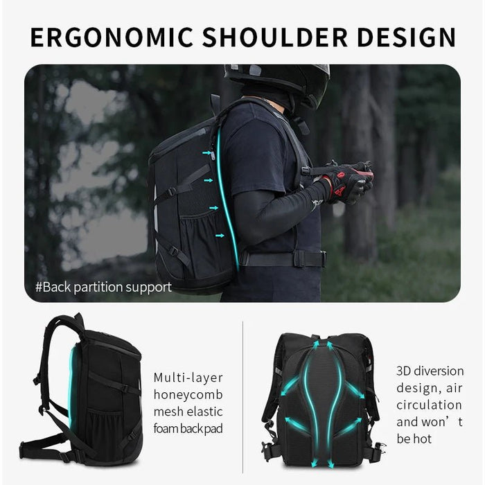 Waterproof Reflective Motorcycle Backpack With Helmet and Laptop Compartments - Monsta Online