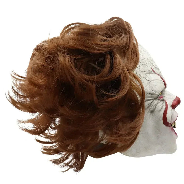 Halloween Pennywise Mask Scary Clown with Brown Hair Party Prop for Adults - Monsta Online