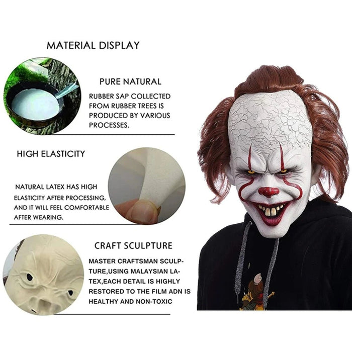 Halloween Pennywise Clown Mask with Light - Up Eyes Scary Costume - Monsta Online