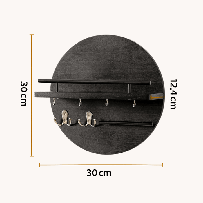 Round Wooden Key Holder – Eco - Friendly Wall Organizer with Hooks & Shelf for Entryway - Monsta Online