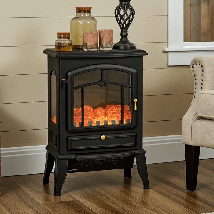 22 Inch Black Freestanding Electric Fireplace Stove with Adjustable Heat - Monsta Online