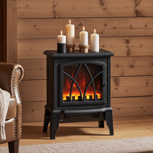 18 Inch Black Electric Fireplace Compact Heater with Adjustable Power - Monsta Online