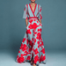 Women's Elegant Robe Dress – Waist - Flattering Wrap Style in Blue & Red for Any Occasion - Monsta Online