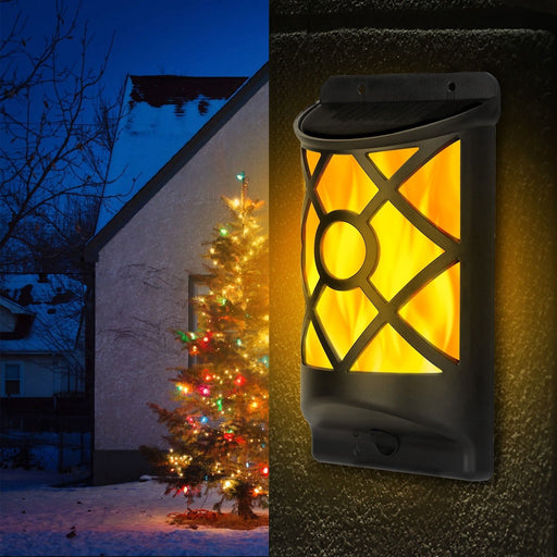 Solar Outdoor Flickering Flame Wall Lights - Waterproof 96 LEDs with Auto On/Off Feature - Monsta Online