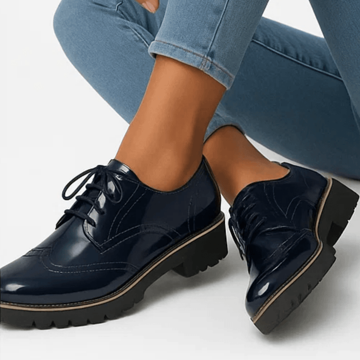 Solenya Lace - Up Shoes – Women's Shiny Glossy Casual Flat Shoes - Monsta Online