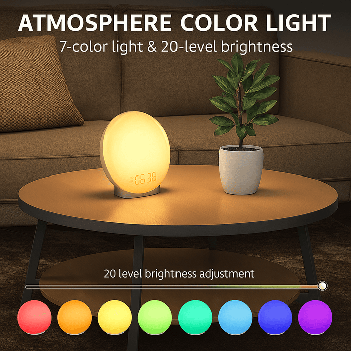 Soothing Sunrise Alarm Clock Lamp with Adjustable Brightness and White Noise - Monsta Online