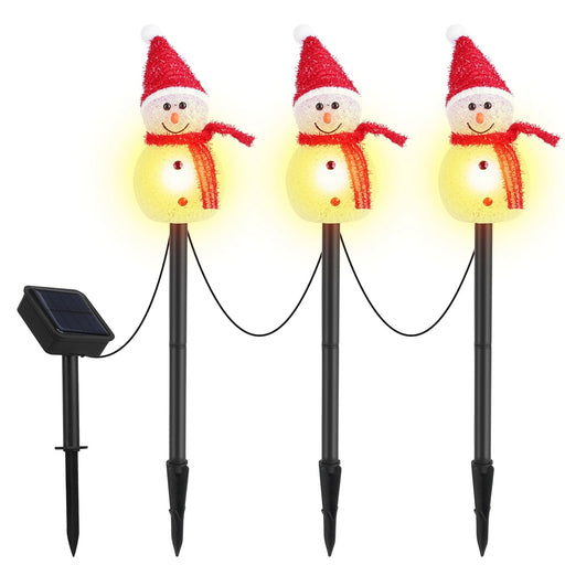 3 - Pack Solar Powered Christmas Snowman Stake Lights, Weatherproof Yard Decor - Monsta Online