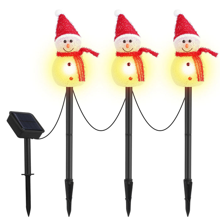 3 - Pack Solar Powered Christmas Snowman Stake Lights, Weatherproof Yard Decor - Monsta Online