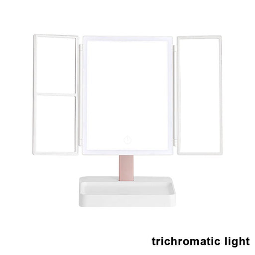 Foldable LED Makeup Mirror with LED Lights and Rechargeable Battery - Monsta Online