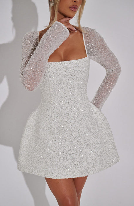 Triselle Shimmer Mini Dress – Women's Glamorous Long Sleeve Party Dress - Monsta Online