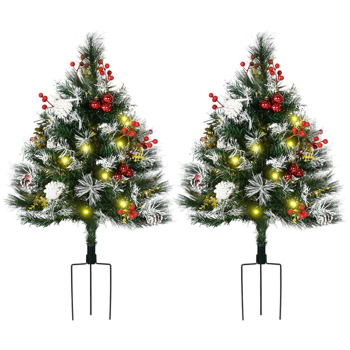 2FT Pre - Lit Artificial Christmas Tree 2 - Pack — 24 LED Lights, Berries, Pinecones, Cordless, Outdoor/Indoor - Monsta Online