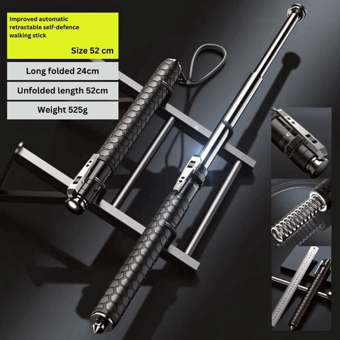 Automatic Self - Defense Walking Stick – One - Click Telescopic Cane for Hiking & Urban Safety - Monsta Online