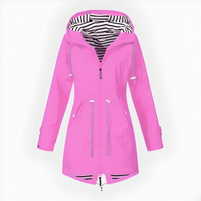 Women's Long Waterproof Rain Jacket – Windproof, Hooded & Breathable - Monsta Online
