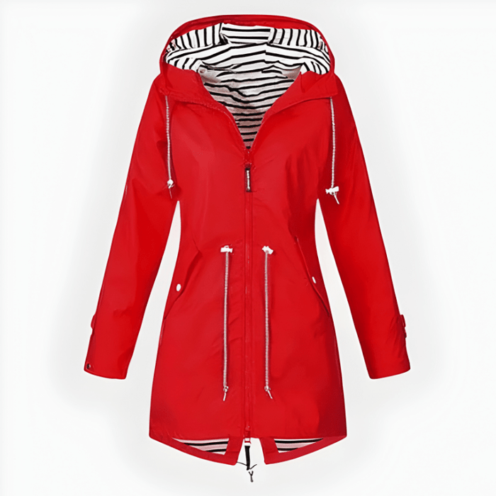 Women's Long Waterproof Rain Jacket – Windproof, Hooded & Breathable - Monsta Online
