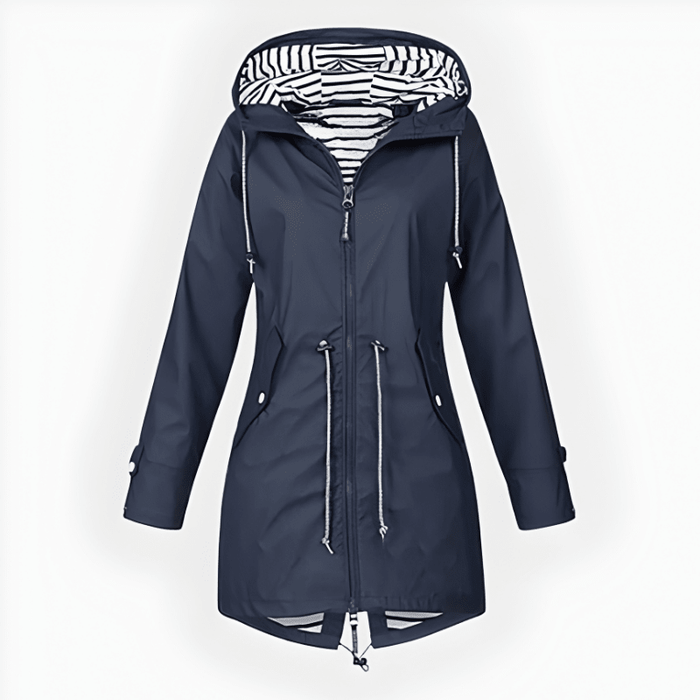 Women's Long Waterproof Rain Jacket – Windproof, Hooded & Breathable - Monsta Online