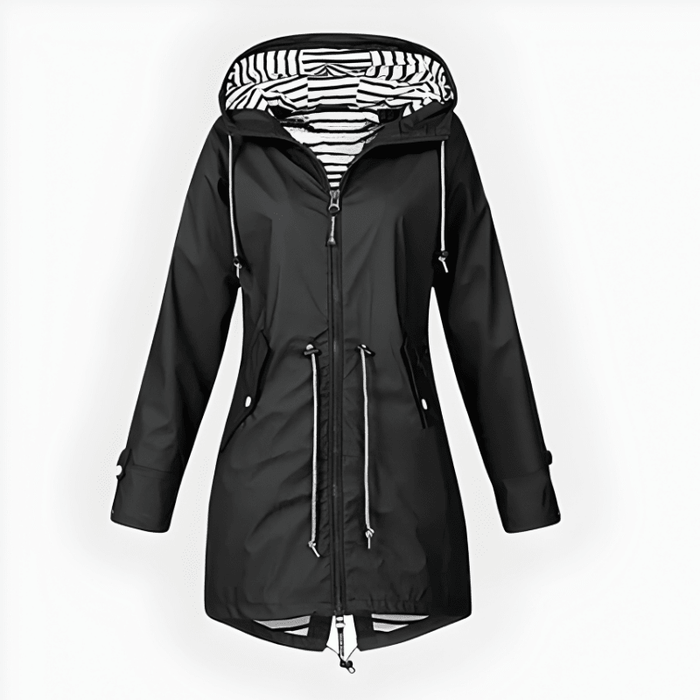 Women's Long Waterproof Rain Jacket – Windproof, Hooded & Breathable - Monsta Online