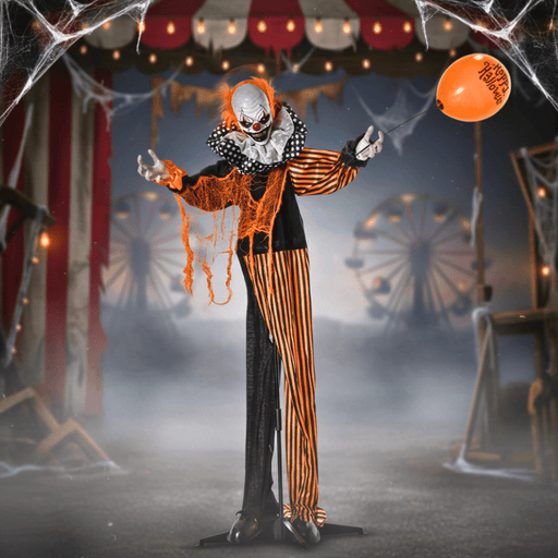 5.4ft Sound - Activated Animatronic Halloween Clown - Talking, Laughing, Moving Head - Monsta Online