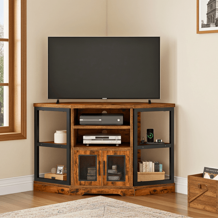 Corner TV Stand with Media Console and Storage Cabinet – Up to 55" TVs - Monsta Online