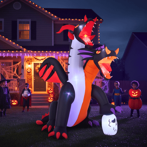 8ft Tall Inflatable Twin - Headed Dragon with LED Lights - Monsta Online