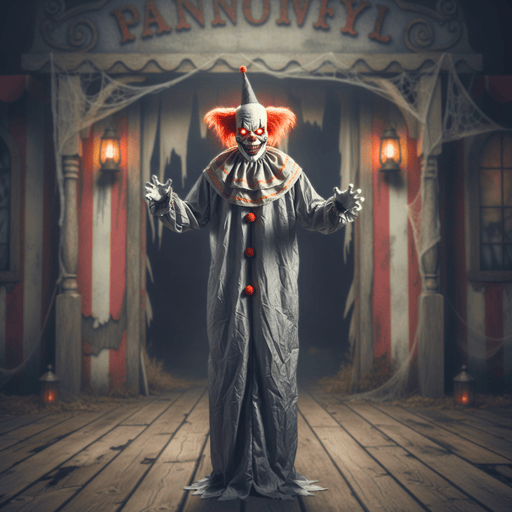6ft Tall Animated Halloween Clown - Moving Head Arms with Glowing Eyes and Creepy Laughs - Monsta Online