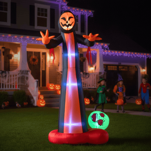 12ft Inflatable Grim Reaper Ghost with Skull and LED Lights - Monsta Online