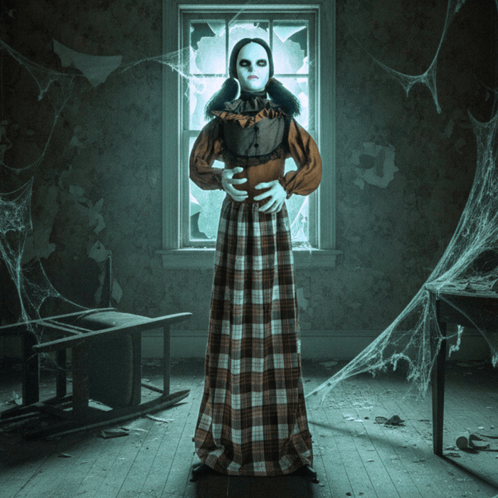 5.4ft Sound - Activated Animatronic Halloween Witch – Pop - Up with Flashing Eyes and Screeching Laugh - Monsta Online