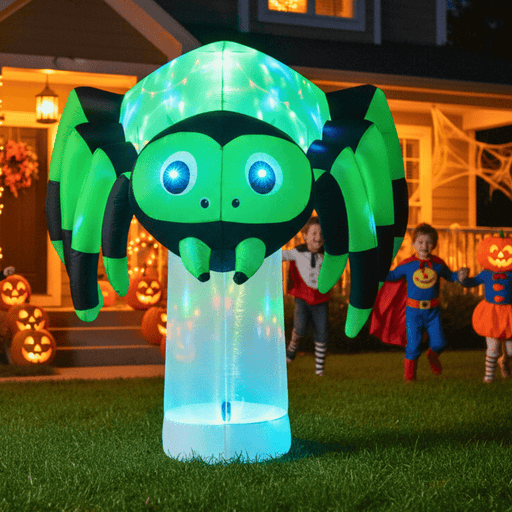 6ft Inflatable Halloween Spider with Rotating 3‑Color LED Lights - Monsta Online