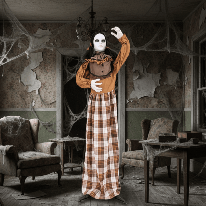 5.4ft Sound - Activated Animatronic Halloween Witch – Pop - Up with Flashing Eyes and Screeching Laugh - Monsta Online