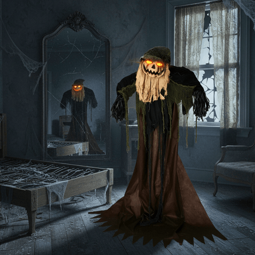 5.7ft Sound and Motion Activated Halloween Animatronic Wizard with Light - Up Eyes - Monsta Online