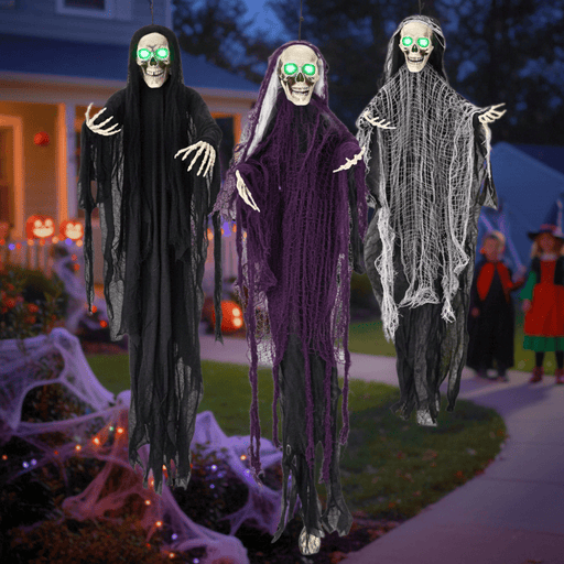 3 - Pack Hanging Skeleton Ghosts Grim Reapers – Halloween Outdoor Decorations - Monsta Online