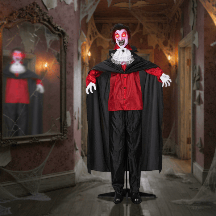 5.7ft Sound - Activated Animatronic Halloween Vampire Prop - Light - Up Eyes and Swaying Body - Monsta Online