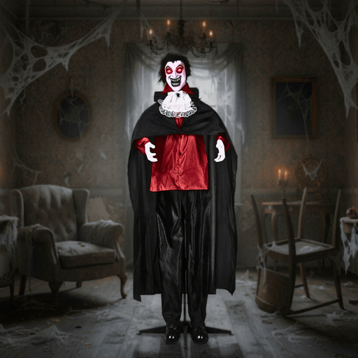 5.7ft Sound - Activated Animatronic Halloween Vampire Prop - Light - Up Eyes and Swaying Body - Monsta Online