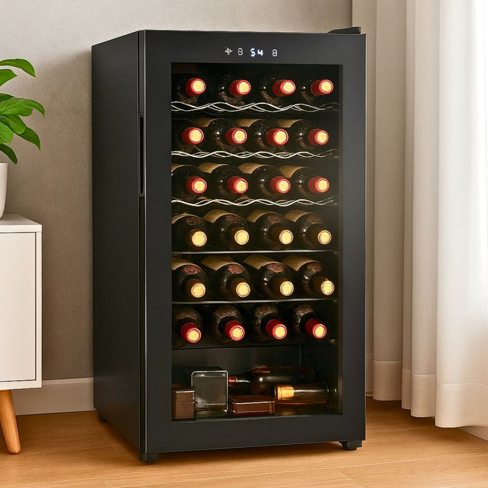Premium 28 Bottle Wine Cooler Fridge with Silent Compressor Technology - Monsta Online