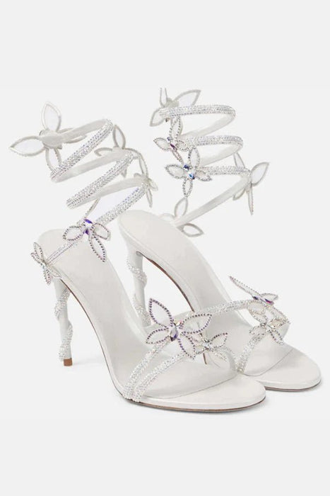Butterfly Reverie Lace - Up Heels for Women – Elegant White Bridal & Occasion Heels - Monsta Online