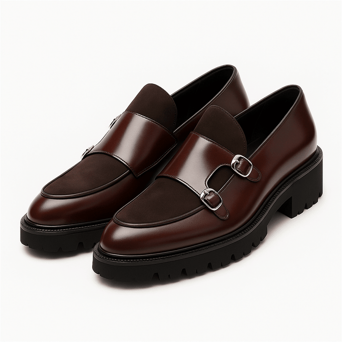 Valemont Monk Strap Loafers – Men's Leather & Suede Double Monk Strap Shoes - Monsta Online
