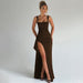 Valessia Slip Maxi Dress – Women's Open Back Satin Formal Dress - Monsta Online