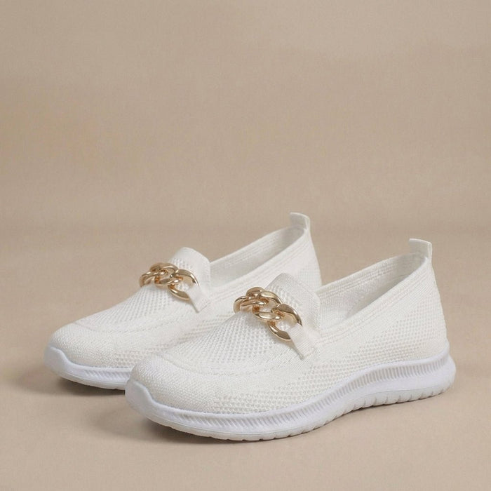 Women's Chain - Embellished Orthopedic Slip - On Loafers - Monsta Online