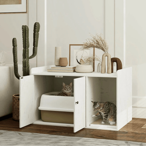 Modern Cat Litter Box Furniture with Built - In Scratching Mat - Monsta Online