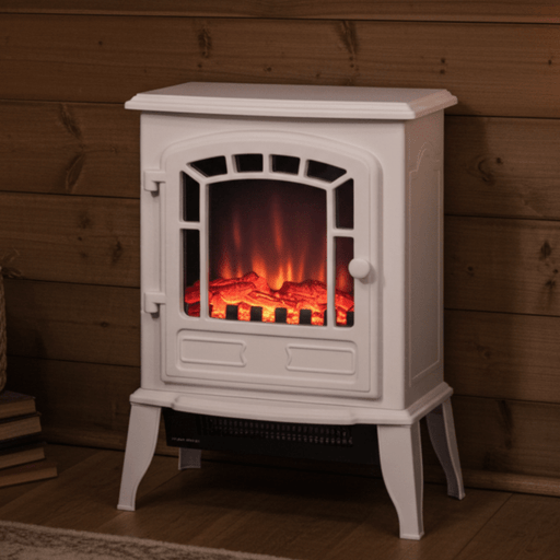 22" White Electric Fireplace Heater with Realistic Flame and Adjustable Heat - Monsta Online