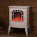 22" White Electric Fireplace Heater with Realistic Flame and Adjustable Heat - Monsta Online