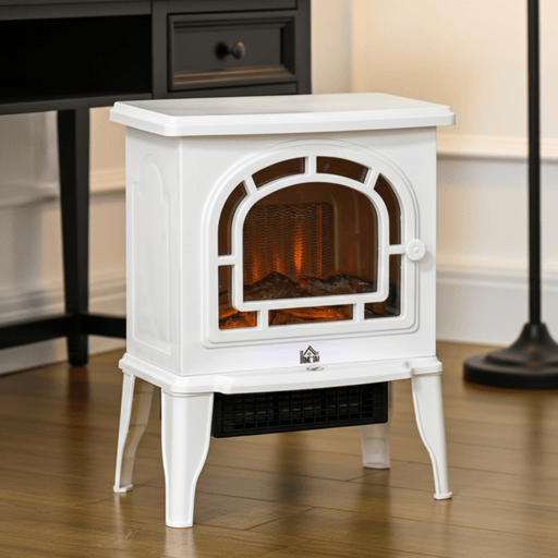 18 Inch White Electric Fireplace Heater with LED Flame - Monsta Online