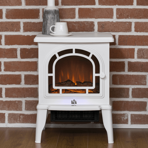 18 Inch White Electric Fireplace Heater with LED Flame - Monsta Online