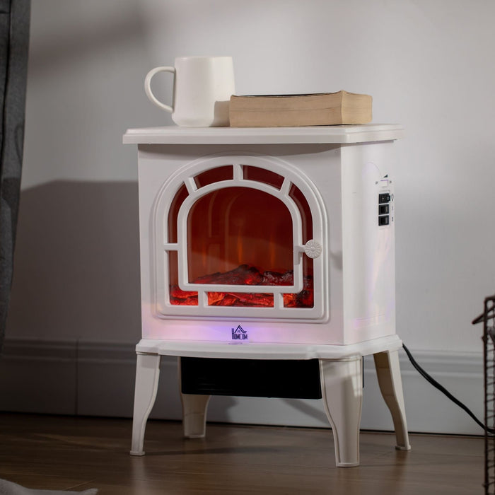 18 Inch White Electric Fireplace Heater with LED Flame - Monsta Online