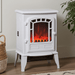 22" White Electric Fireplace Heater with Realistic Flame and Adjustable Heat - Monsta Online